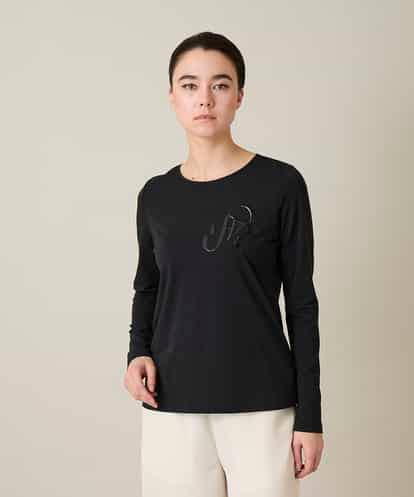 RHKFD02270 HIROKO KOSHINO スパンコールロゴミニマルカットソー /日本製/洗える