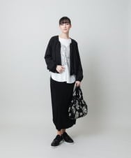 RHKFD03490 HIROKO KOSHINO(ヒロココシノ) ボタニカルモチーフ刺繍ロングTシャツ/洗える ホワイト