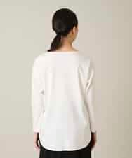 RHKFD03490 HIROKO KOSHINO(ヒロココシノ) ボタニカルモチーフ刺繍ロングTシャツ/洗える ホワイト