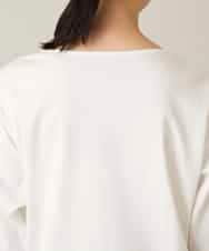 RHKFD03490 HIROKO KOSHINO(ヒロココシノ) ボタニカルモチーフ刺繍ロングTシャツ/洗える ホワイト