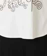 RHKFD03490 HIROKO KOSHINO(ヒロココシノ) ボタニカルモチーフ刺繍ロングTシャツ/洗える ホワイト