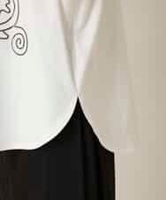 RHKFD03490 HIROKO KOSHINO(ヒロココシノ) ボタニカルモチーフ刺繍ロングTシャツ/洗える ホワイト