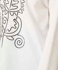 RHKFD03490 HIROKO KOSHINO(ヒロココシノ) ボタニカルモチーフ刺繍ロングTシャツ/洗える ホワイト