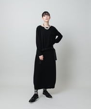 RHKFD06390 HIROKO KOSHINO(ヒロココシノ) ヘムリボンギャザープルオーバー /日本製/洗える ブラック