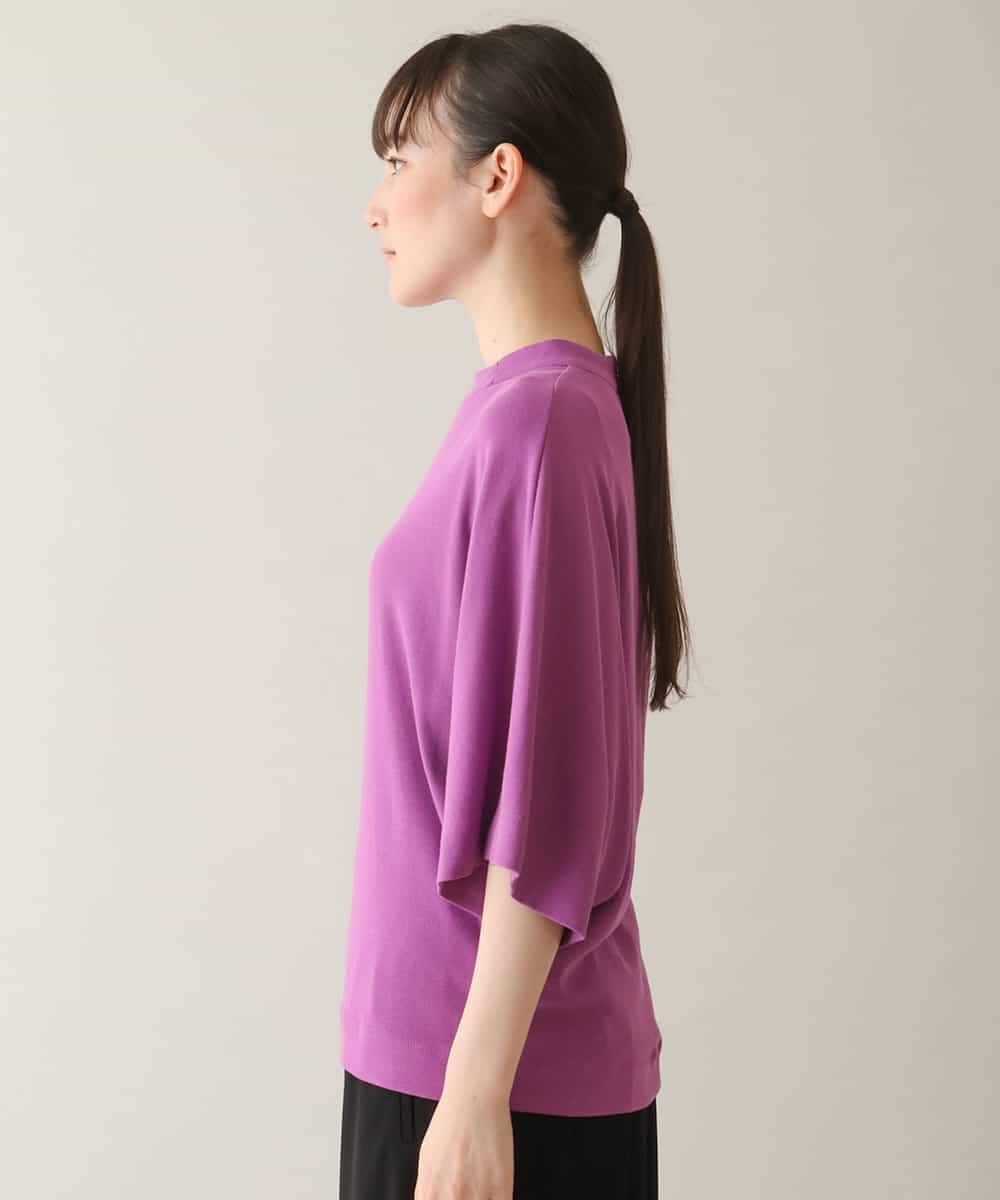 RHKGA03300 HIROKO KOSHINO(ヒロココシノ) ドルマンモックネックカットソー /日本製/洗える パープル