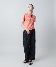 RHKGB22360 HIROKO KOSHINO(ヒロココシノ) フラワープリントデザインカットソー /日本製/洗える オレンジ