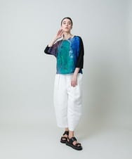 RHKGC27390 HIROKO KOSHINO(ヒロココシノ) 絵画フェイスプリントカットソー /日本製/洗える ブルー