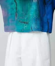 RHKGC27390 HIROKO KOSHINO(ヒロココシノ) 絵画フェイスプリントカットソー /日本製/洗える ブルー
