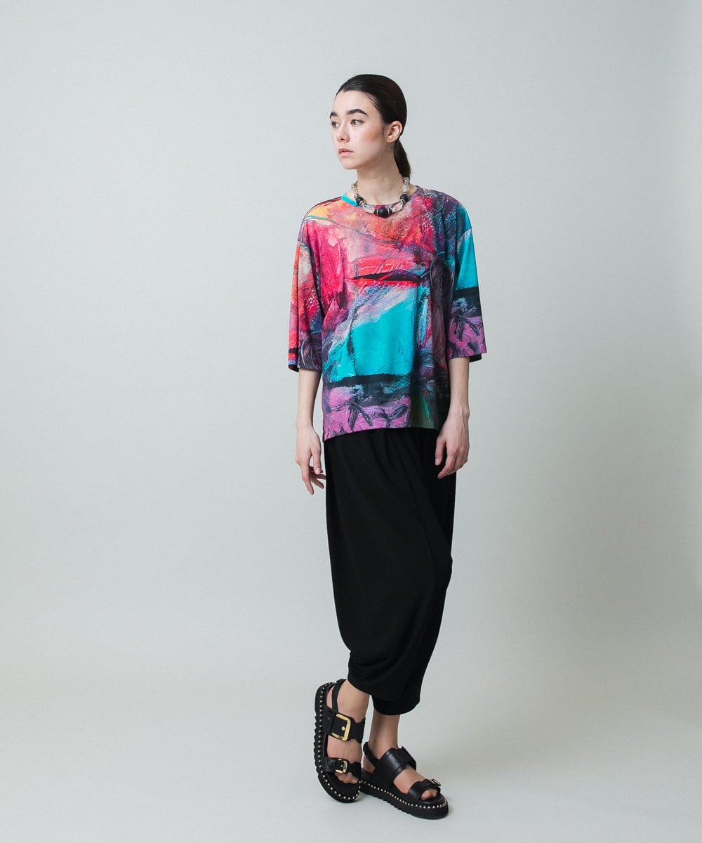 RHKGC28420 HIROKO KOSHINO(ヒロココシノ) スムースジャージーアートTシャツ/日本製/洗える ピンク系
