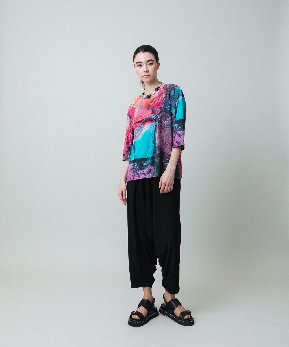 RHKGC28420 HIROKO KOSHINO(ヒロココシノ) スムースジャージーアートTシャツ/日本製/洗える ピンク系