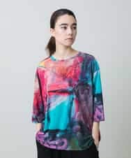 RHKGC28420 HIROKO KOSHINO(ヒロココシノ) スムースジャージーアートTシャツ/日本製/洗える ピンク系