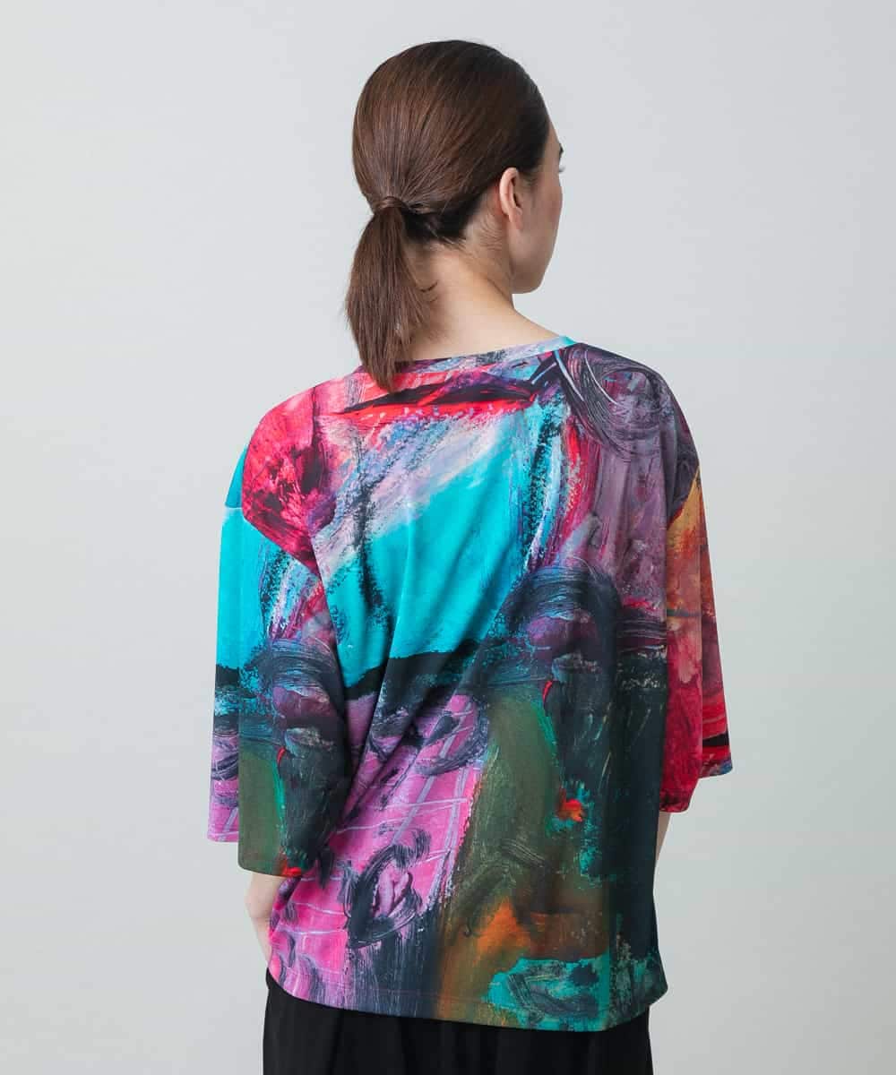 RHKGC28420 HIROKO KOSHINO(ヒロココシノ) スムースジャージーアートTシャツ/日本製/洗える ピンク系