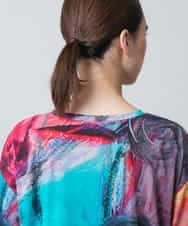 RHKGC28420 HIROKO KOSHINO(ヒロココシノ) スムースジャージーアートTシャツ/日本製/洗える ピンク系