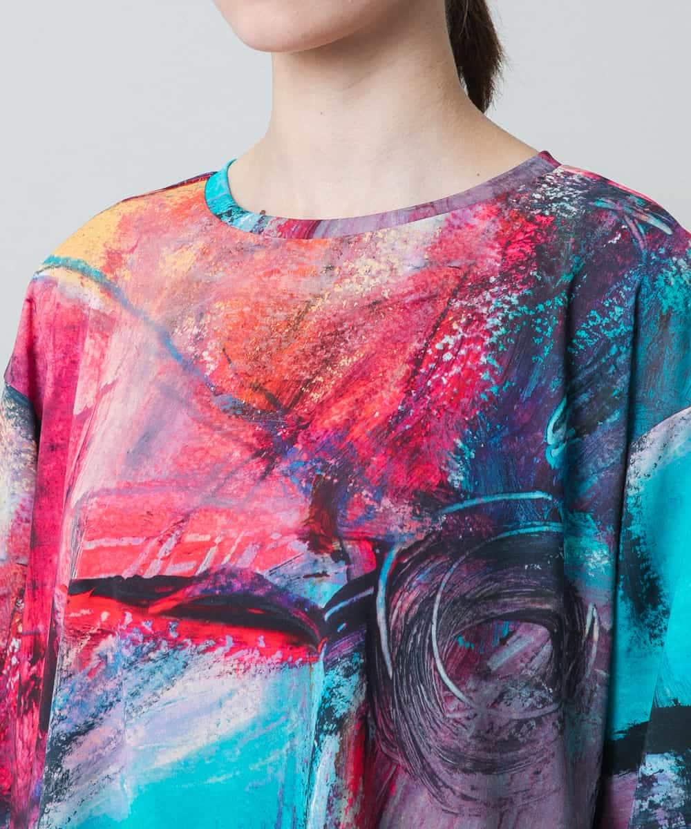 RHKGC28420 HIROKO KOSHINO(ヒロココシノ) スムースジャージーアートTシャツ/日本製/洗える ピンク系