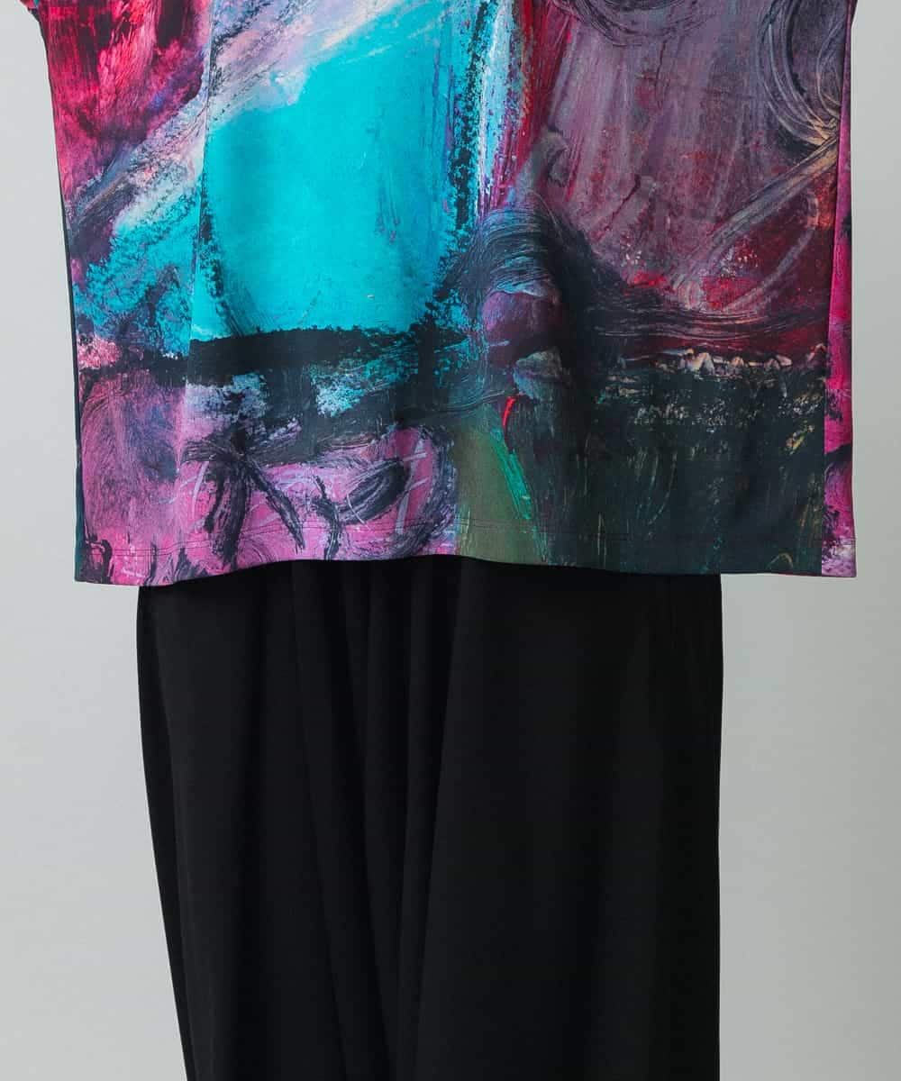 RHKGC28420 HIROKO KOSHINO(ヒロココシノ) スムースジャージーアートTシャツ/日本製/洗える ピンク系