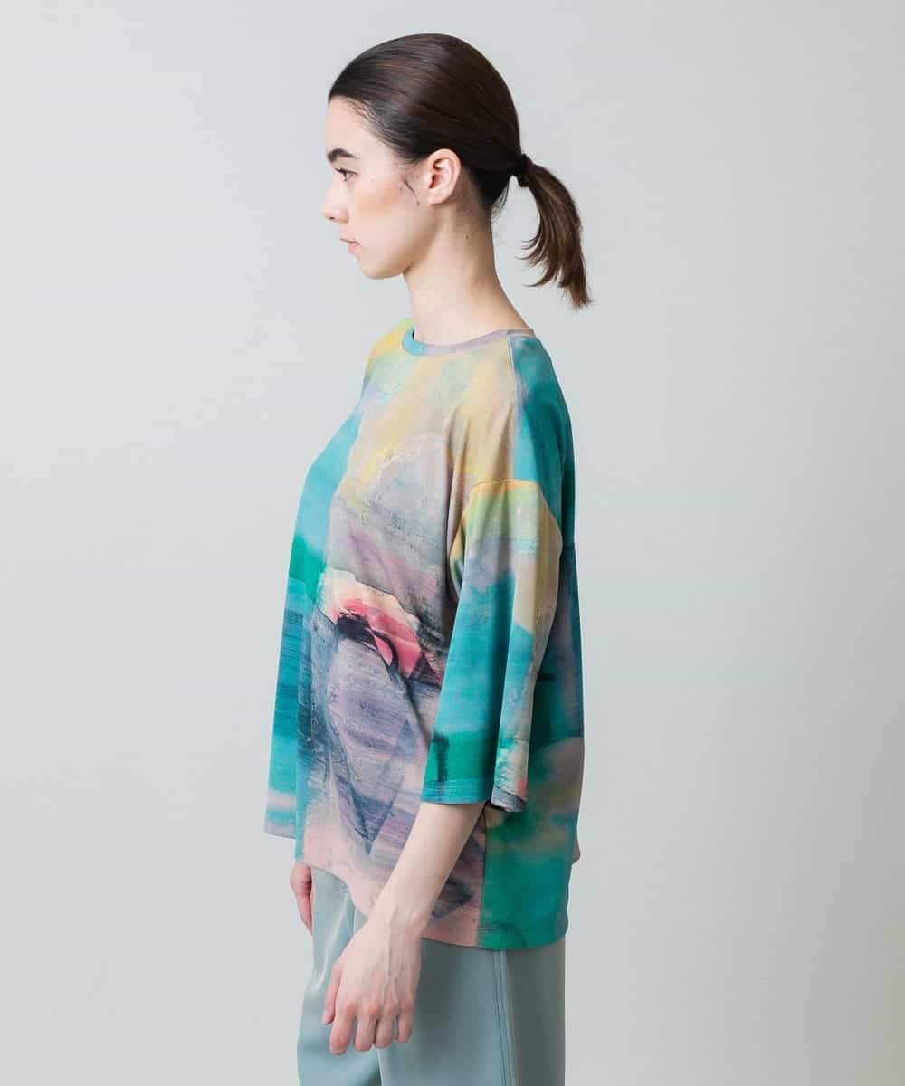 RHKGC28420 HIROKO KOSHINO(ヒロココシノ) スムースジャージーアートTシャツ/日本製/洗える イエロー系