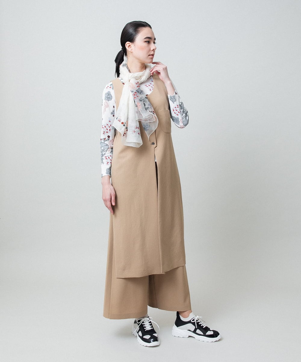 RHKGD01420 HIROKO KOSHINO(ヒロココシノ) オリエンタルアニマルプリントカットソー/日本製/洗える ホワイト