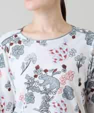 RHKGD01420 HIROKO KOSHINO(ヒロココシノ) オリエンタルアニマルプリントカットソー/日本製/洗える ホワイト