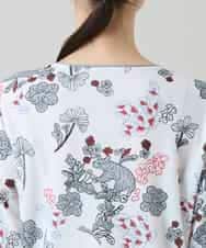 RHKGD01420 HIROKO KOSHINO(ヒロココシノ) オリエンタルアニマルプリントカットソー/日本製/洗える ホワイト