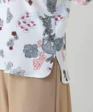 RHKGD01420 HIROKO KOSHINO(ヒロココシノ) オリエンタルアニマルプリントカットソー/日本製/洗える ホワイト