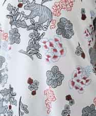 RHKGD01420 HIROKO KOSHINO(ヒロココシノ) オリエンタルアニマルプリントカットソー/日本製/洗える ホワイト