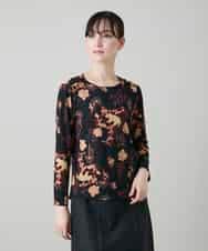 RHKGD01420 HIROKO KOSHINO(ヒロココシノ) オリエンタルアニマルプリントカットソー/日本製/洗える ブラック