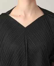 RHKGD05360 HIROKO KOSHINO(ヒロココシノ) 【先行予約】ランダムプリーツテールロングブラウス /洗える ブラック