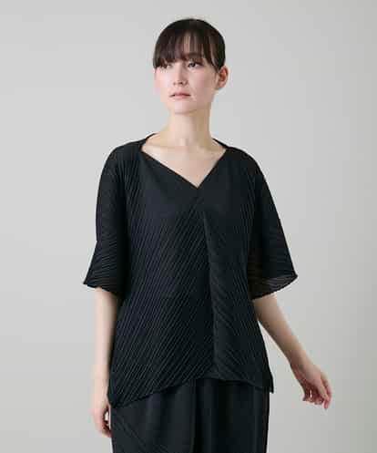 RHKGD05360 HIROKO KOSHINO ランダムプリーツテールロングブラウス /洗える