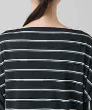 RHKGD06450 HIROKO KOSHINO(ヒロココシノ) アシンメトリーヘムボーダーブラウス/日本製/洗濯機で洗える ブラック