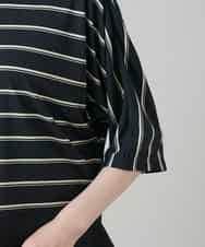 RHKGD06450 HIROKO KOSHINO(ヒロココシノ) アシンメトリーヘムボーダーブラウス/日本製/洗濯機で洗える ブラック