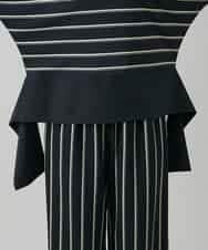 RHKGD06450 HIROKO KOSHINO(ヒロココシノ) アシンメトリーヘムボーダーブラウス/日本製/洗濯機で洗える ブラック