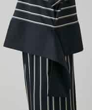 RHKGD06450 HIROKO KOSHINO(ヒロココシノ) アシンメトリーヘムボーダーブラウス/日本製/洗濯機で洗える ブラック