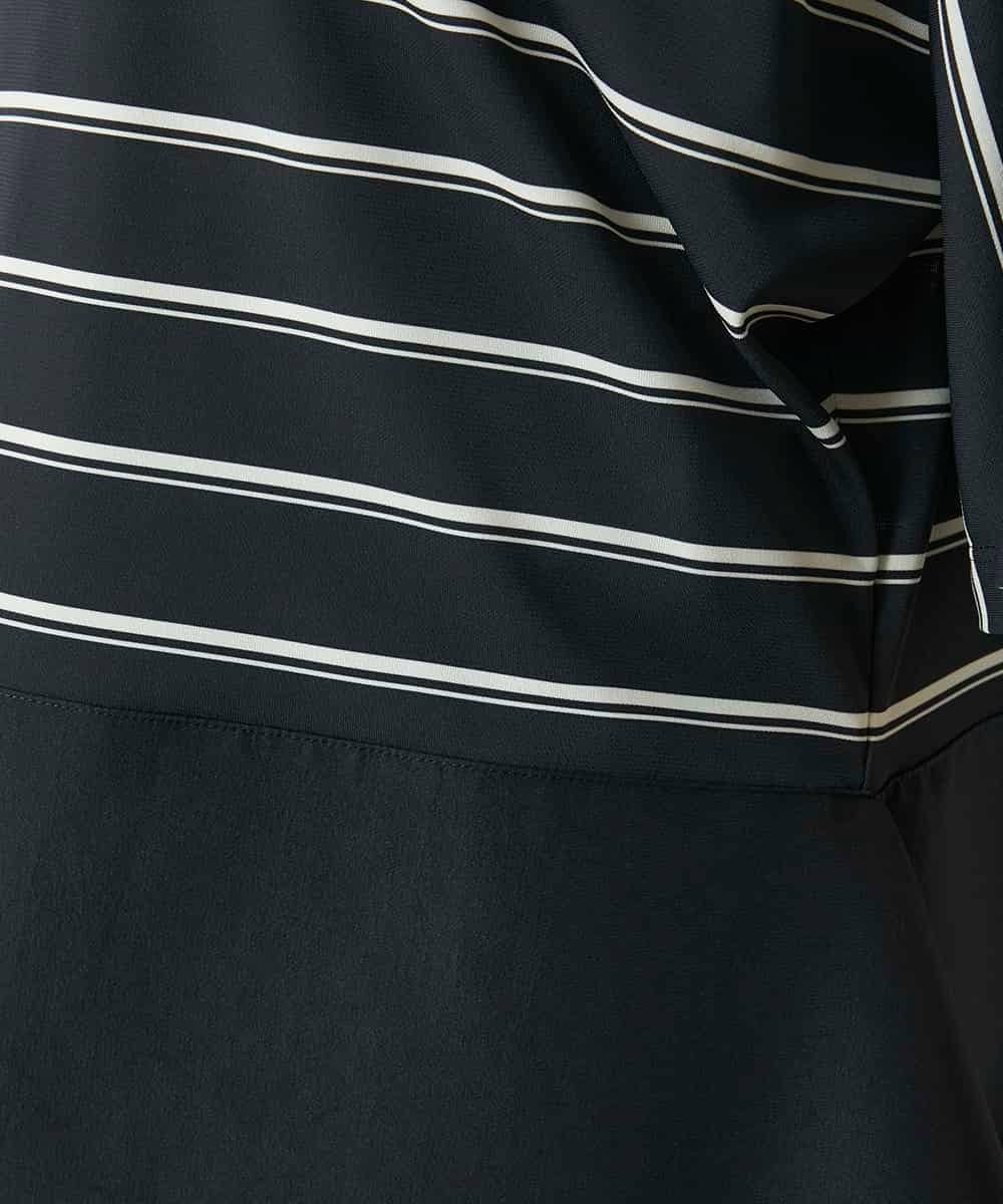 RHKGD06450 HIROKO KOSHINO(ヒロココシノ) アシンメトリーヘムボーダーブラウス/日本製/洗濯機で洗える ブラック