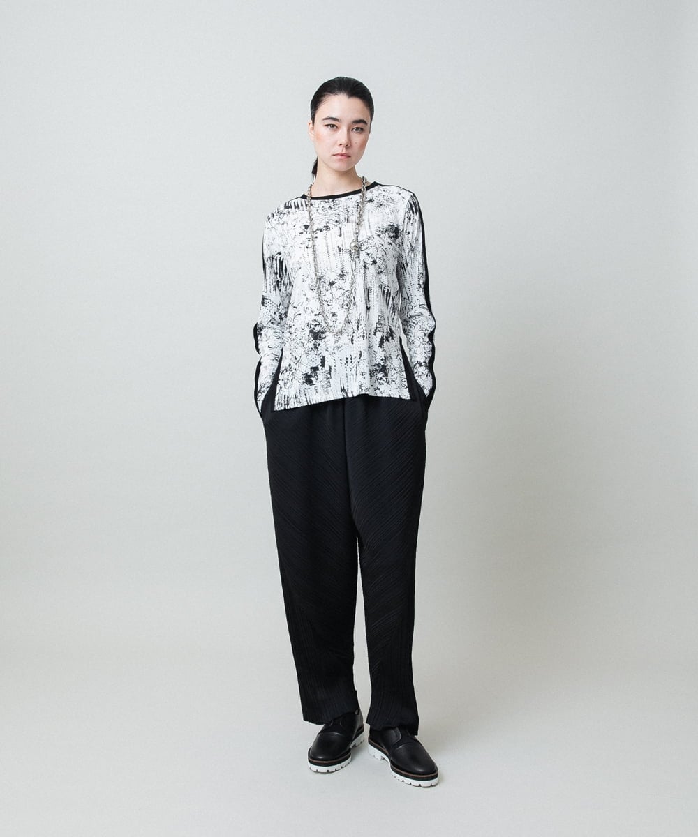 RHKGD15390 HIROKO KOSHINO(ヒロココシノ) インクペインティングテープアクセントカットソー/日本製/洗える ホワイト