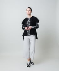 RHKGD15390 HIROKO KOSHINO(ヒロココシノ) 【ブラック：WEB/京王百貨店新宿店限定カラー】インクペインティングテープアクセントカットソー/日本製/洗える ホワイト