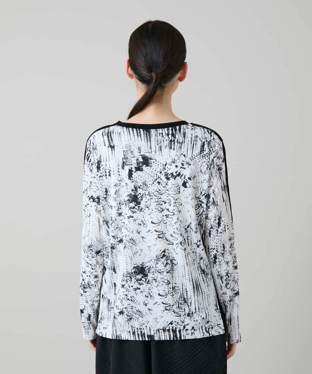 RHKGD15390 HIROKO KOSHINO(ヒロココシノ) インクペインティングテープアクセントカットソー/日本製/洗える ホワイト