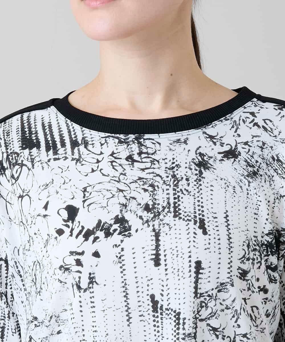 RHKGD15390 HIROKO KOSHINO(ヒロココシノ) インクペインティングテープアクセントカットソー/日本製/洗える ホワイト