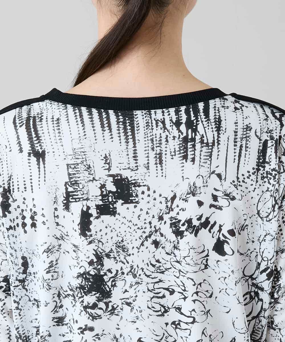 RHKGD15390 HIROKO KOSHINO(ヒロココシノ) インクペインティングテープアクセントカットソー/日本製/洗える ホワイト