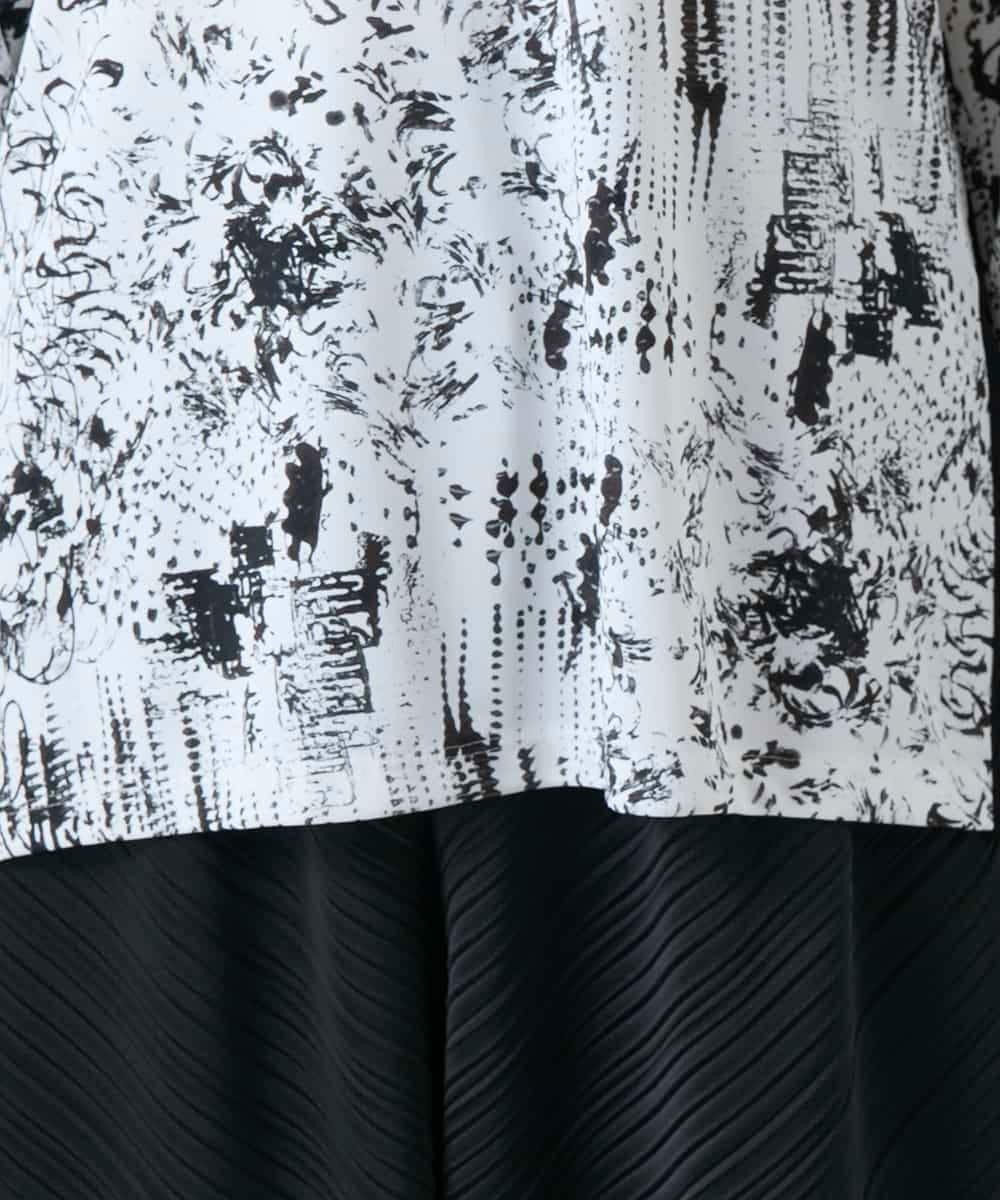 RHKGD15390 HIROKO KOSHINO(ヒロココシノ) インクペインティングテープアクセントカットソー/日本製/洗える ホワイト