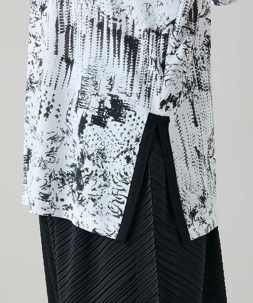 RHKGD15390 HIROKO KOSHINO(ヒロココシノ) インクペインティングテープアクセントカットソー/日本製/洗える ホワイト