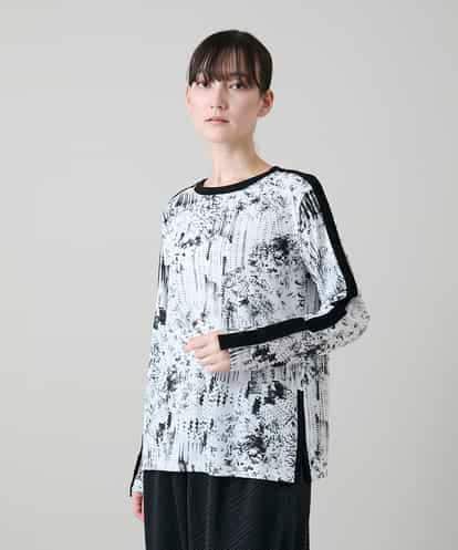 RHKGD15390 HIROKO KOSHINO インクペインティングテープアクセントカットソー/日本製/洗える