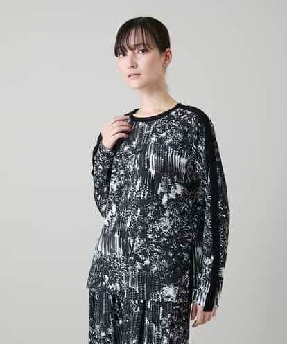 RHKGD15390 HIROKO KOSHINO 【ブラック：WEB/京王百貨店新宿店限定カラー】インクペインティングテープアクセントカットソー/日本製/洗える