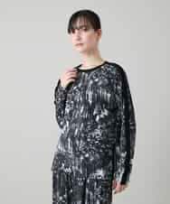 RHKGD15390 HIROKO KOSHINO(ヒロココシノ) 【ブラック：WEB/京王百貨店新宿店限定カラー】インクペインティングテープアクセントカットソー/日本製/洗える ブラック