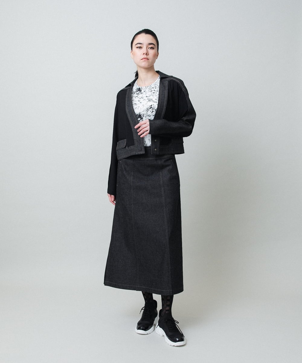 RHKGD17330 HIROKO KOSHINO(ヒロココシノ) インクペインティングカットソー/日本製/洗える ブラック