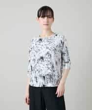 RHKGD17330 HIROKO KOSHINO(ヒロココシノ) インクペインティングカットソー/日本製/洗える ホワイト