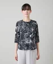 RHKGD17330 HIROKO KOSHINO(ヒロココシノ) インクペインティングカットソー/日本製/洗える ブラック