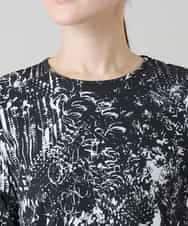 RHKGD17330 HIROKO KOSHINO(ヒロココシノ) インクペインティングカットソー/日本製/洗える ブラック