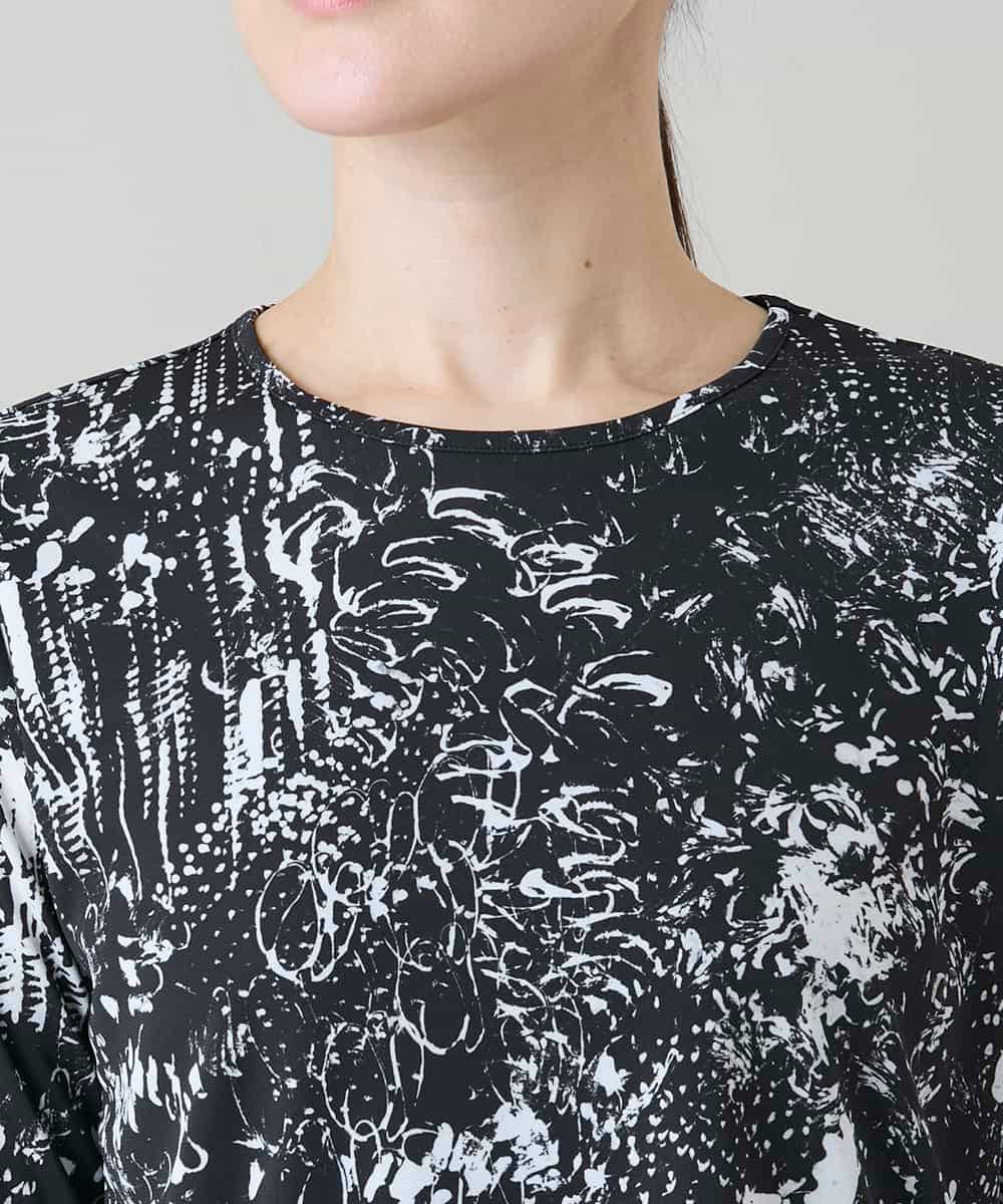 RHKGD17330 HIROKO KOSHINO(ヒロココシノ) インクペインティングカットソー/日本製/洗える ブラック