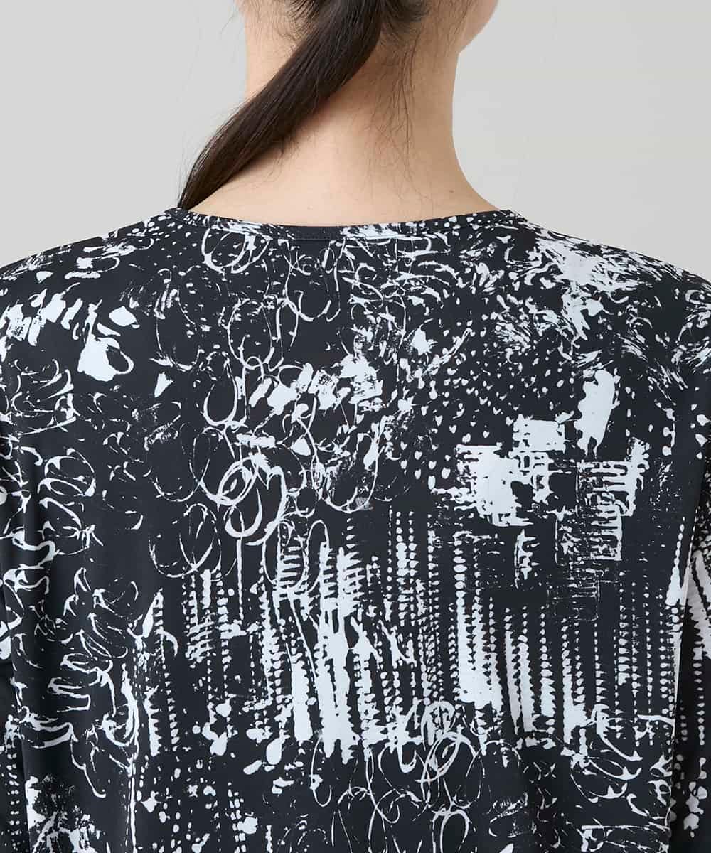 RHKGD17330 HIROKO KOSHINO(ヒロココシノ) インクペインティングカットソー/日本製/洗える ブラック