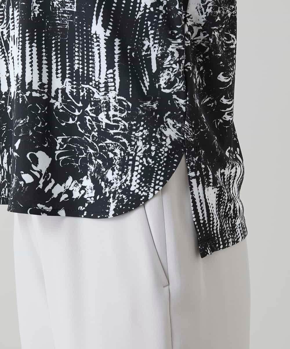 RHKGD17330 HIROKO KOSHINO(ヒロココシノ) インクペインティングカットソー/日本製/洗える ブラック